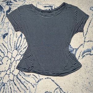 Striped Fitted Cropped Short Sleeve Tee